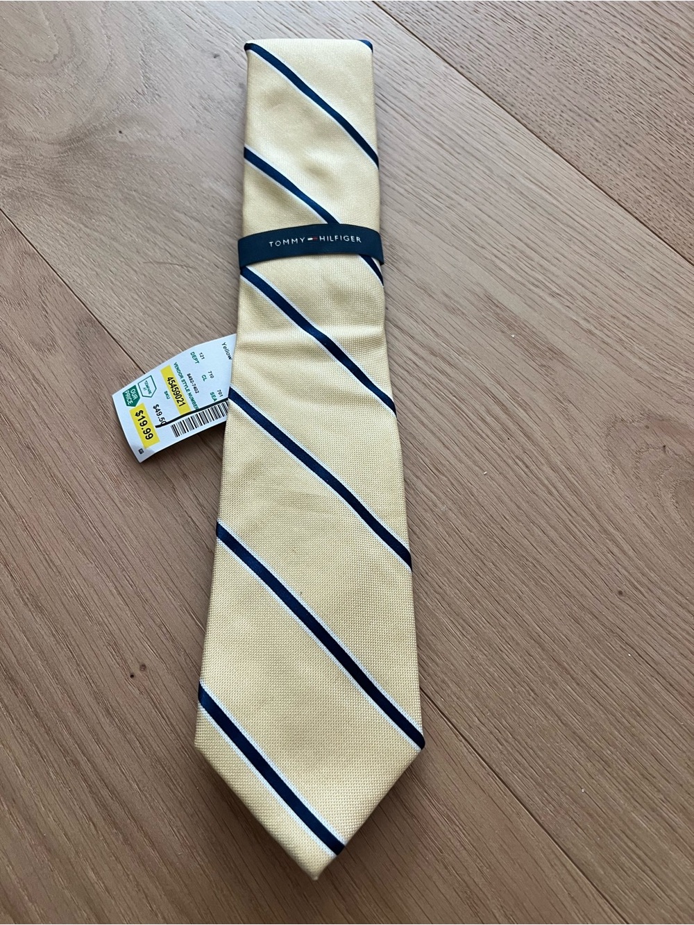 Tommy Hilfiger Yellow Tie with Navy Diagonal Stripes